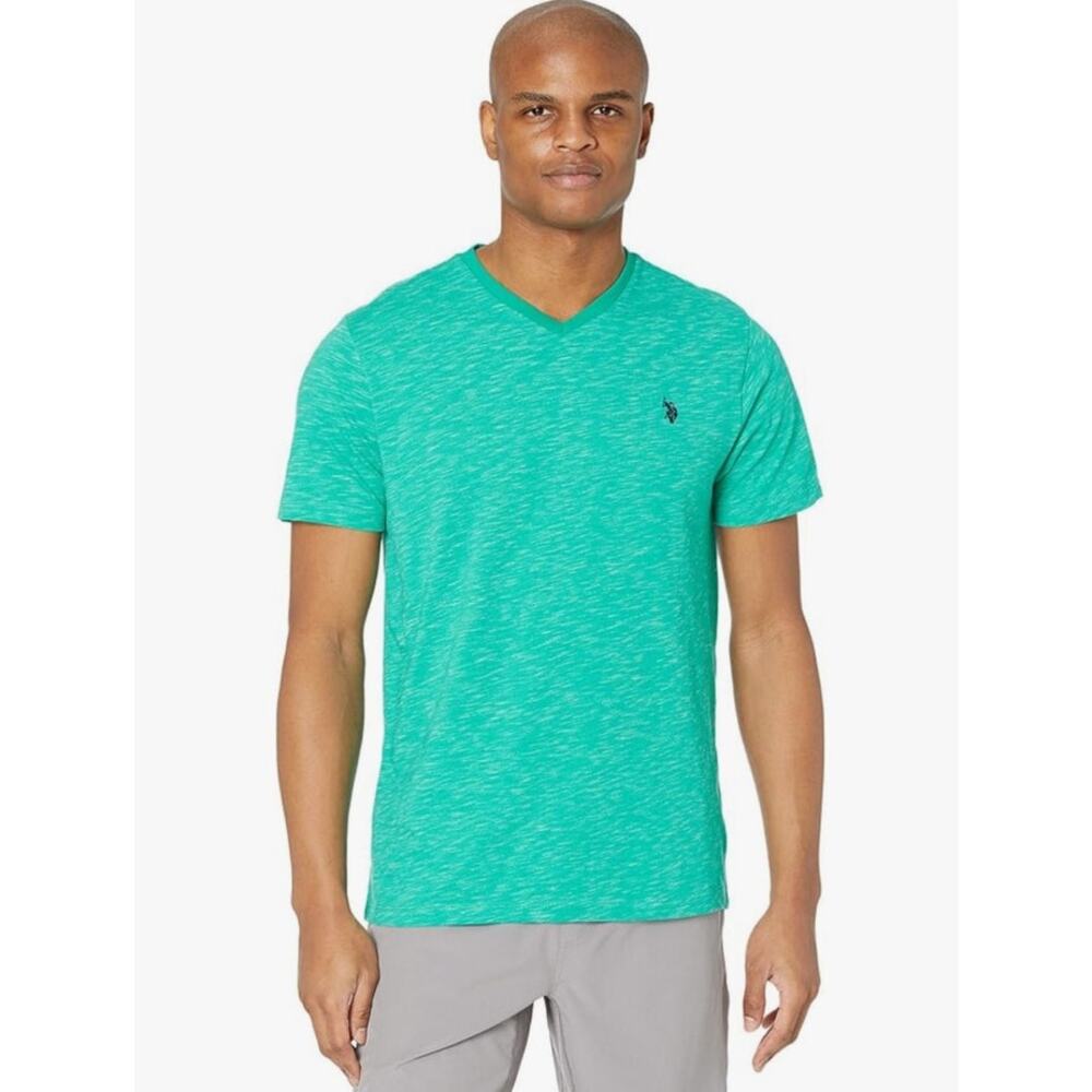 U.S Polo Assn. Men's XXL Short Sleeve V-Neck Space Dye T-Shirt‎ Tracksuit Green